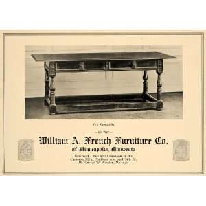   Ad William A French Furniture Co. Donatello Table   Original Print Ad