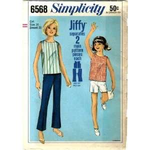  Simplicity 6568 Sewing Pattern Girls Overblouse & Bell 