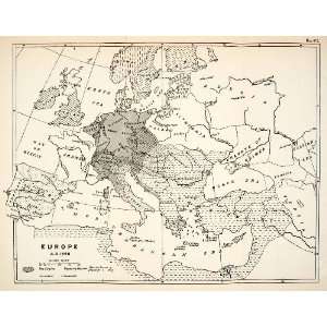  1932 Print Map Europe Ottoman Empire Naples Wallachia 