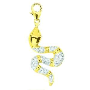  14K Yellow Gold Diamond Snake Charm Jewelry