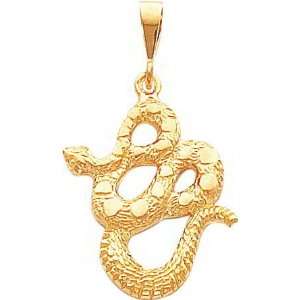  14K Yellow Gold Sidewinder Snake Charm Jewelry