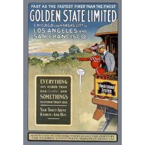   TO LOS ANGELES SAN FRANCISCO TRAIN AMERICAN SMALL VINTAGE POSTER REPRO