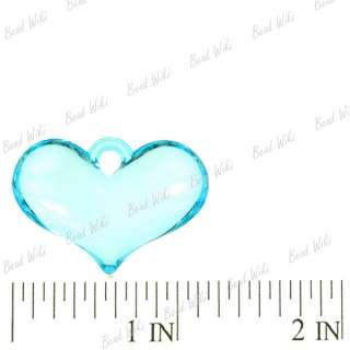 Blue Heart Love Acrylic Plastic Beads Pendants AR0134  
