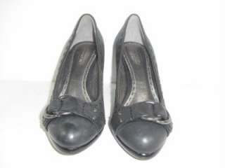 Coach 5.5 M Dinah Vintage Black Waxy Pump Platform Heel Womens Shoes 