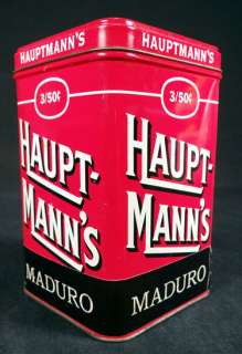 HAUPTMANN’S VINTAGE MADURO 3 for 50¢ CIGAR TIN CAN FRANKFORT 