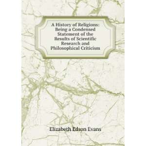   Research and Philosophical Criticism Elizabeth Edson Evans Books