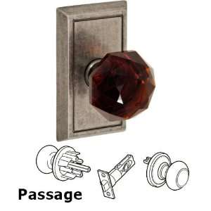  Passage amber crystal glass knob with shaker rose in 