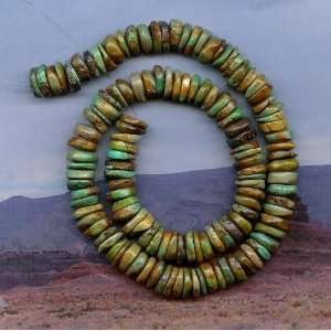  Natural Green Turquoise Heishi Beads 10 to 11mm Diameter 