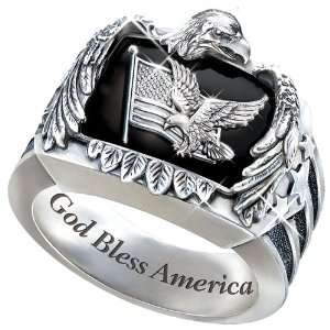 The American Eagle Mens Sterling Silver Ring Patriotic Jewelry Gift 