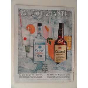  Calvert Whiskey and Gin. 1960 full page print ad(tall,cool 