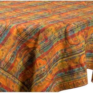 April Cornell 36 by 36 Inch Tablecloth, Bohemian on Plaid Rust