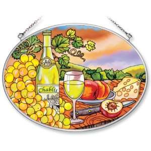 Amia 5868 Hand Painted Glass Suncatcher with Wine Country Design, 5 1 