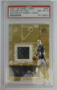 2001 SP GAME USED WALTER PAYTON GOLD FABRIC JERSEY 8/25  