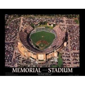 Unframed Memorial Stadium Baltimore Orioles (Black) Large Aerial Print 