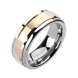  Size 10  Spikes Mens Tungsten Carbide Rose Gold IP Square 