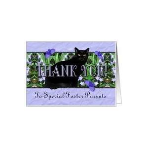 Foster Parents Thank You Flowers, Butterflies and Cat Card