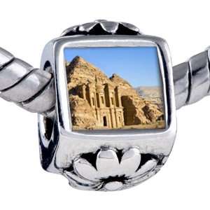 Pandora Style Bead Travel Kasneh In Petra Photo Flower European Charm 