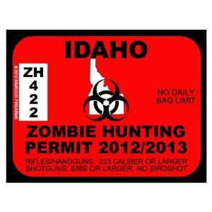  Idaho Zombie Hunting Permit 2012 (Bumper Sticker 