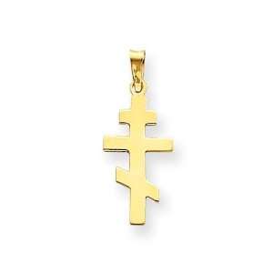 Eastern Orthodox Cross Charm in 14k Yellow Gold
