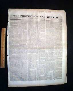 Rare FRANKFORT KY Kentucky Pre Civil War 1844 Newspaper  