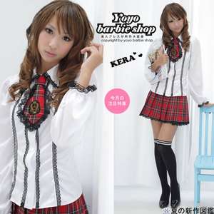 Japan Sexy Cosplay England School Girl Sailor Red Plaid Tie Ribbon 