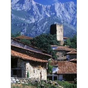  Houses and Tower in Mogrovejo Village, Cantabria, Spain 