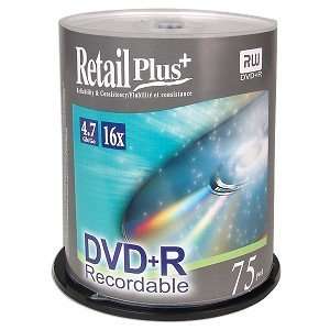  Retail Plus 16x 4.7GB DVD R Media   75 piece Cake Box 