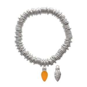   Translucent Hot Orange Resin Silver Plated Charm Links Bra Jewelry