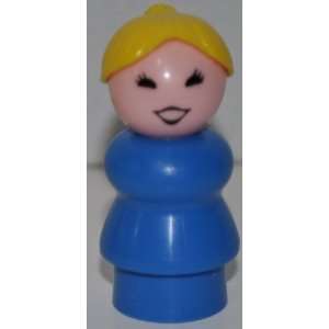 Vintage Little People Woman Mother Teacher (Blond Hair & Blue Plastic 