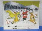 vtg Childs Illustrated Reindeer Xmas Vowel Phonics Card