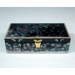   Asian Handcrafted Mirrored Jewelry Trinket Keepsake Treasure Box Case