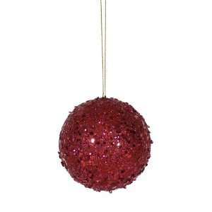  3 Deep Red Jewel Ball Ornament