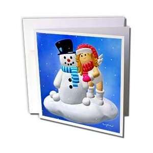  Angel Winter   Angel with Snowman   Greeting Cards 12 Greeting Cards 