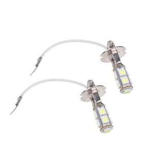   2pcs White 12V H3 9 SMD LED Fog Lights 3 Chip Head Bulbs Automotive