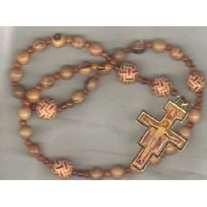  Anglican Rosary of Olivewood, Enamel St. Francis Cross 