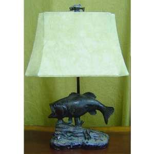    Table lamp bronze finish large mouth bass