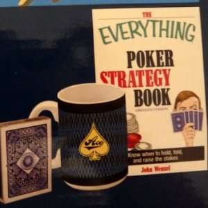   Coffee Cup, Playing Cards, and the Everything Poker Strategy Book