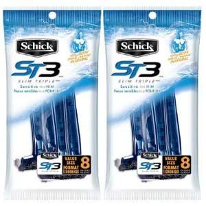 Schick ST3 Slim Triple Sensitive for Him Disposable Razor 8 ct, 2 ct 