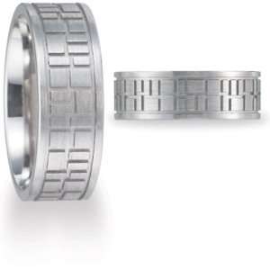  Benchmark 8mm Blocks Band   14k White Gold Jewelry