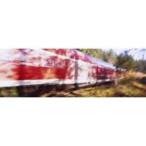  Red Commuter Train Passing Through a Forest, Baden 