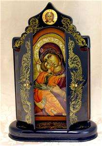 Hand Painted Icon Open Up Door Madonna & Child Virgin Mary Christ St 