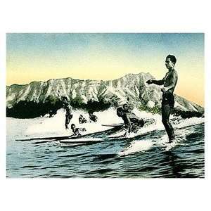  Hawaii Poster Surf Riders Waikiki 9 inch by 12 inch