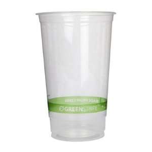  32 Oz Compostable Cold Cup with Green Stripe Design (Set 
