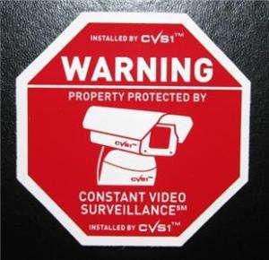 Video Camera Surveillance Stickers & Free Bonus Decal  