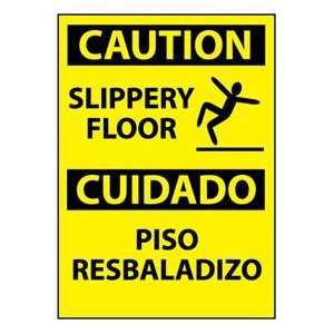 Bilingual Aluminum Sign   Caution Slippery Floor  