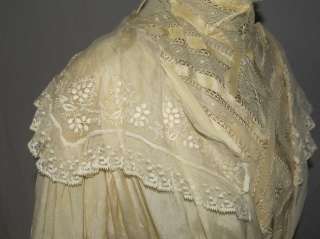 Victorian ca. 1905 Silk Gown w Train / Lace SM  