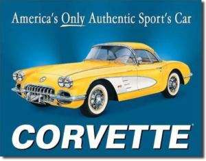 1958 Chevy Corvette All American Sports Car Tin Sign  