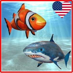 New Air Swimmers Inflatable Flying Shark + Clown fish Remote Control 