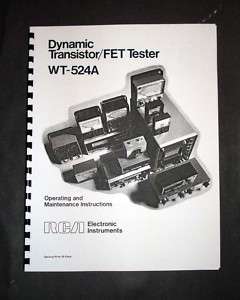 RCA WT 524A Transistor/FET Transistor Tester Manual  
