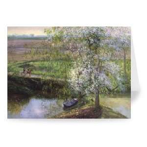  Flowering Apple Tree and Willow, 1991 by   Greeting Card 